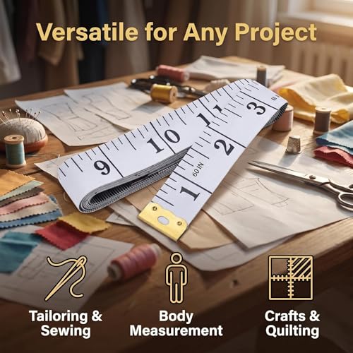 Measuring Tape for Body Measurements, Soft Tape Measure Double Scale, Has 150 Centimetre Scale on Reverse and Front 60 Inch - color: White