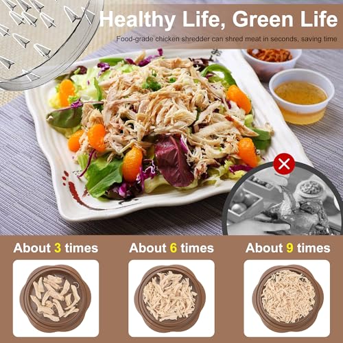 Chicken Shredder Tool Twist Large Meat Shredder with Brush&Fork, Brown - color: Brown