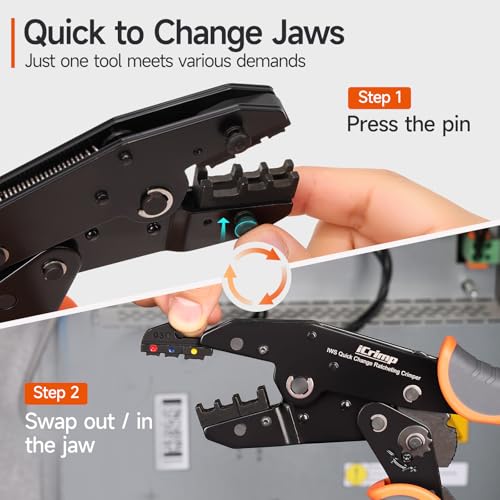 iCrimp Ratchet Crimping Tool Set with Quick Change Jaws AWG 20-2