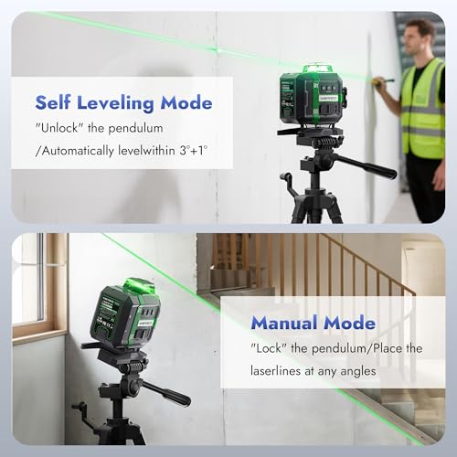 MEREO Laser Level 360 Self Leveling, 4D High Accuracy Green Laser 16 Line