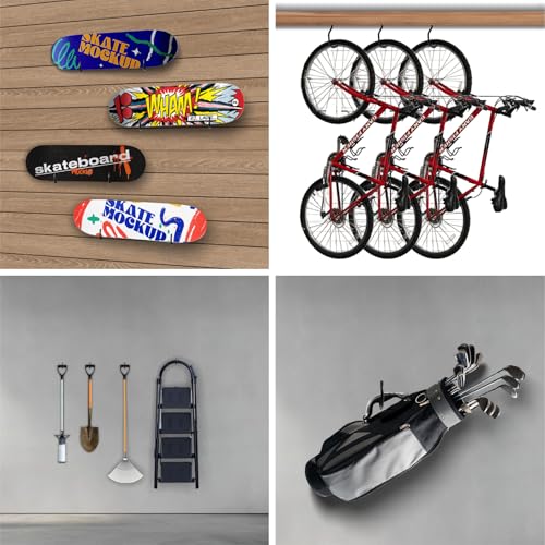 Sinoer 8 Pack Black Wall & Ceiling Mount Garage Bike Storage Hooks