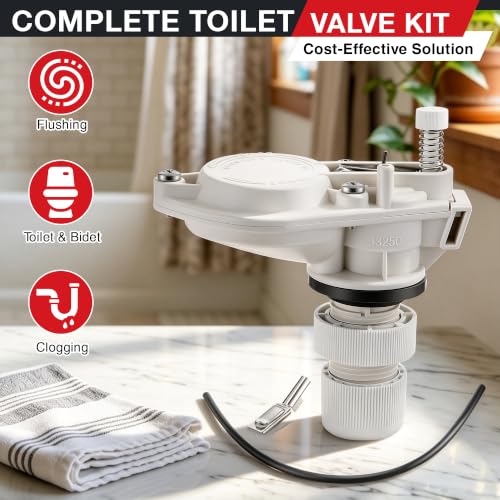 Anti Siphon Toilet Fill Valve Assembly, Toilet Fill Valve Replacement Kit for Most Toilets, Excluding One Piece Low Boys, White