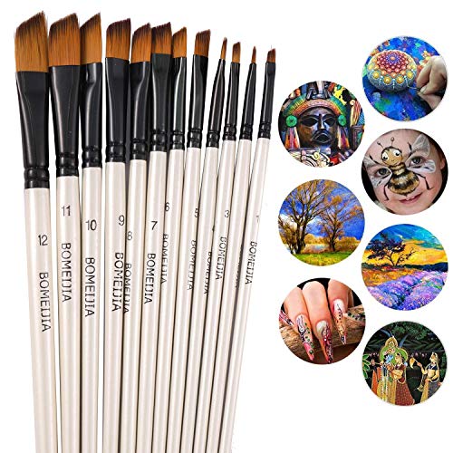 GETHPEN Angular Paint Brushes Set, Angled Paint Brush for Acrylic, 12PCS - style: Angular