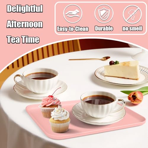 Plastic Serving Trays, 12 Pack Cafeteria Trays Plastic Fast Food Tray for DIY Projects, Painting, Beads, Organizing Supply, 9.4 X 6.7 X 0.6 Inches (Light Pink) - color: Light Pink