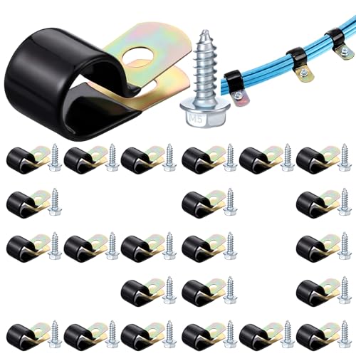 Tandefio 50 Pcs 1/2" Stainless Steel Cable Clamp with Screw Rubber Coated - size: 1/2"
