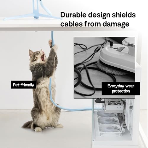 Pixio 10FT Tubing Cable Sleeve – Blue 1/2 inch Flexible Cable Management Sleeve for PC, Gaming, TV & Office, Wire Organizer for Desk Cable Cleanup - color: Blue