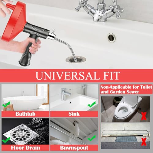33 Ft Drain Snake Auger, Heavy Duty Plumbing Snake for Sink, Tub, and Shower, Snake Drain Hair Removal Tool with Gloves