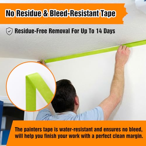 HongWay Masking Tape 1 Inch, 6 Rolls x 22yd (132yds in Total) Painters Tapes for Painting Labeling Arts Crafts, Easy Removal, No Residue (0.94in Green) - color: Green, size: 0.94IN*22YD