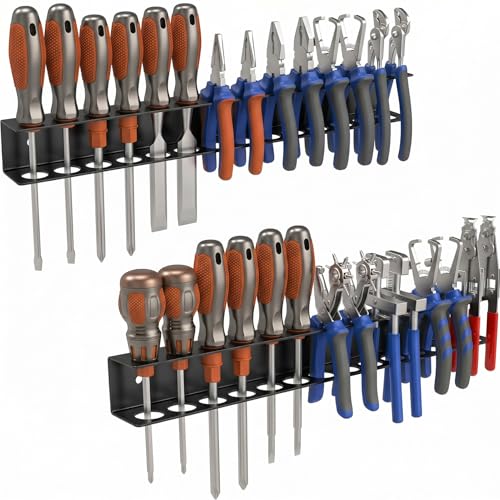 Screwdriver Organizer Wall Mount, 2 Pack Metal Tool Holder Rack