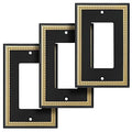 Pearled Frame Decorative Wall Plate Switch Plate Outlet Cover (Single Decorator 3PK, Black & Dark Golden) - style: Single Decorator 3PK