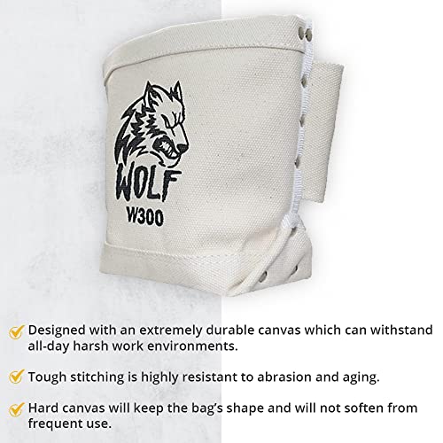 Wolf Canvas Tool Pouch, Tunnel Belt Loop, Bull Pin Loops & Bolt Bag Tote | Tradesman, Ironworker, Carpenter, 5’’x10’’x9’’ - color: Beige