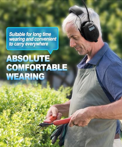 ZOHAN AM/FM Radio Headphone with Digital Display,Ear Protection Noise Reduction Earmuffs,Comfortable Hearing Protector - color: Black, style: Radio