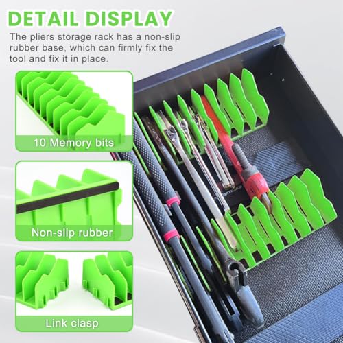 Pliers Organizer 2‑Pack, Expandable 20‑Slot Tool Rack - color: green