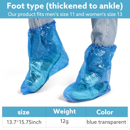Yzurbu 20PCS 13.7" Disposable Boot & Shoe Covers – 14g Extra Thick Blue Waterproof & Non-Slip CPE Overshoes, XL Size Fits up to Men's 12, Women's 14 – For Home, Cleaning, Travel, Indoors & Outdoors