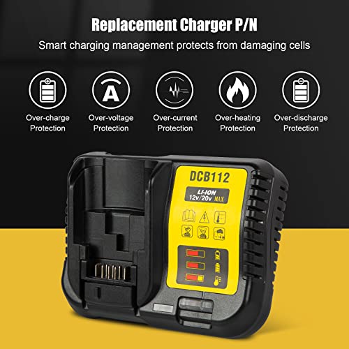DCB112 20V MAX Battery Charger Replacement for Dewalt Battery Charger, Compatible with Dewalt 12V-20V Battery(Black) - color: Black