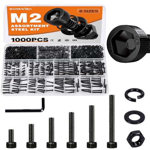 1000PCS M2 Socket Head Cap Screw Assortment Kit, 4-16mm - size: M2