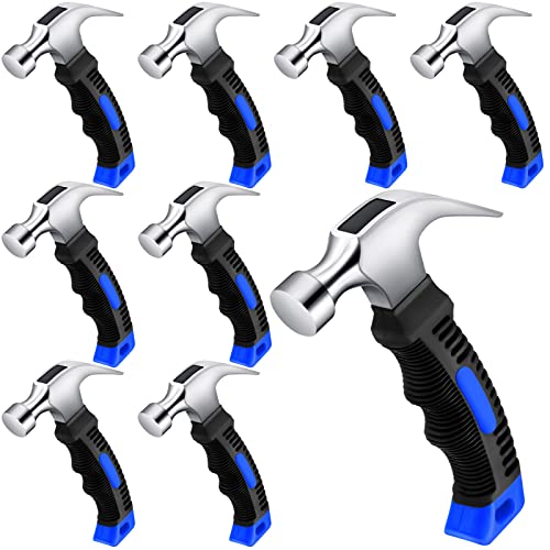 Minatee 8 Pcs Small Hammer 12 Ounce Mini Hammer for Kids, Blue and Black