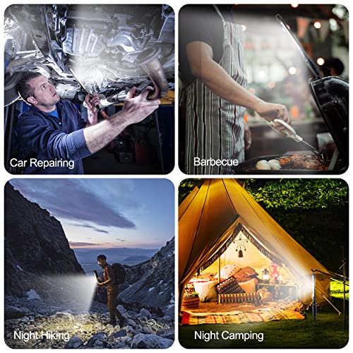 Magnetic LED Work Light, 24" USB Cable, 3300mAh Capacity, 4-Level Power Indicator Lights, 360 Pivoting Base, 20" Pull Force, 72 Hours of Low Brightness - size: 1 Pack