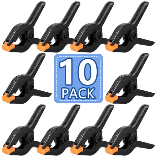 10 Pack 6 inch Plastic Spring Clamps, Black Heavy Duty Clips - size: 6in-10P