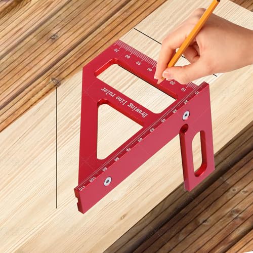 3D Multi-Angle Measuring Ruler, 45/90 Degree Aluminum Alloy Carpenter Square & Miter Triangle Ruler, High Precision Woodworking Protractor Tools for Engineers, Carpenters & Construction Professionals