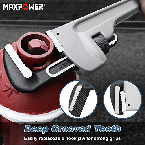 MAXPOWER 36-inch Pipe Wrench, 4.7” Jaw Opening, Aluminum Plumbing Wrench - size: 36-inch, style: Straight Pipe Wrench