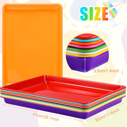 Maitys 15 Pack Plastic Art Trays 12 x 16 Inch Sensory Trays, Vivid Color - color: Vivid Color