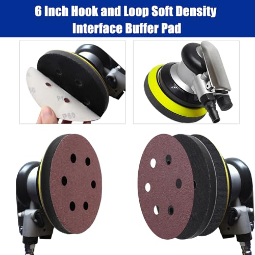 5 Pack 6 Inch 6 Hole Hook and Loop Interface Pad for Orbital Sander - size: 6 inch 6 Hole - 5 Pack