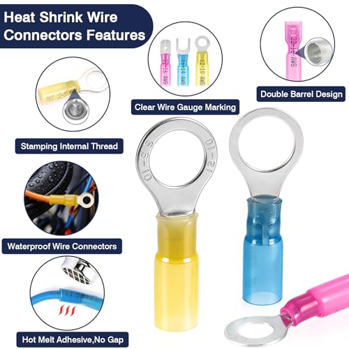 ZQZ 128Pcs Heat Shrink Marine Wire Connectors Assortment Kit, Waterproof - size: Heat Shrink