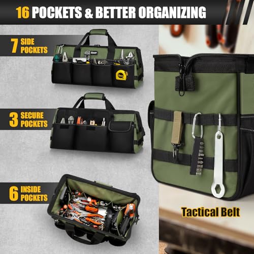 UUP 20" Tool Bag Extra Large, HeavyDuty Spacious Tool Box Organizer, Green - color: Green, size: 20 Inch