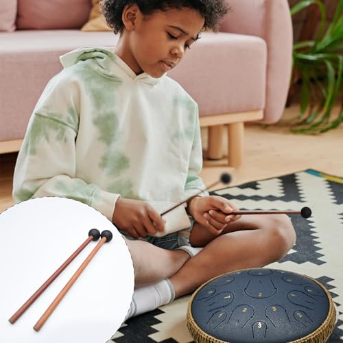 Lidguni Tongue Drum Mallets, Bell Mallets Glockenspiel Sticks, Rubber Xylophone Mallet Percussion with Wood Handle, 8.3", Black