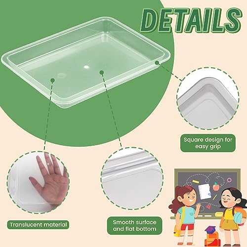 10 Pcs Activity Plastic Art Trays,Stackable Craft Tray,Flat Storage Tray,Serving Organizer Tray for Kids,School,Home,Painting,Beads,DIY Projects,11 x 8.27 x 1.18 Inch(Clear) - color: Clear