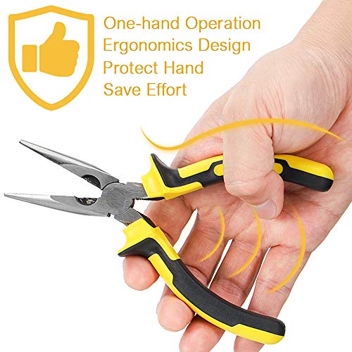 DOWELL Needle Nose Pliers Long Nose Pliers 8 Inch with Wire Cutter for Jewelry Nickel Chromium Steel Construction And Professional Handle - size: 8" Long Nose Pliers