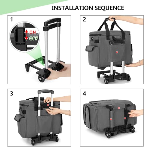 Trunab Rolling Teacher Bag with Expandable File Pocket Detachable Trolley | Teacher Tote Bag with Wheels for up to 15.6 Inches Laptop (Patented Design) - color: Grey