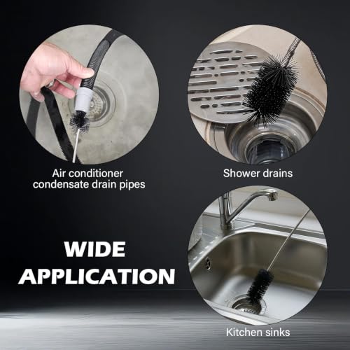 Flexible Drain Brush, 48" & 17.7" Long Pipe Cleaner for Sinks