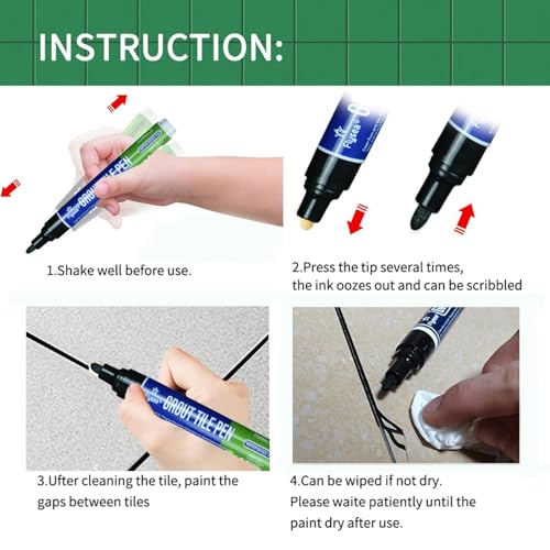 5 PCS Tile Grout Pen Home Repair Pen Tile Paint Markers for Tiles Floor Wall Bathroom Kitchen Repair Tools (White)