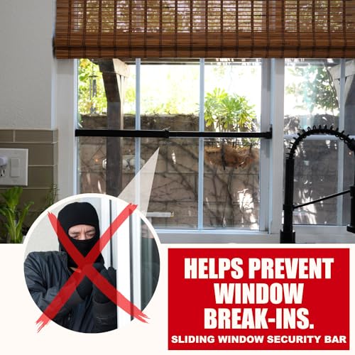 SecurityMan Window Security Bar - Easy Install for Horizontal/Vertical Windows - Adjustable Window Lock Bar (Child Proof/Heavy Duty Iron) - Extendable (14.25" to 37") Security Bars for Windows - Black - color: Black