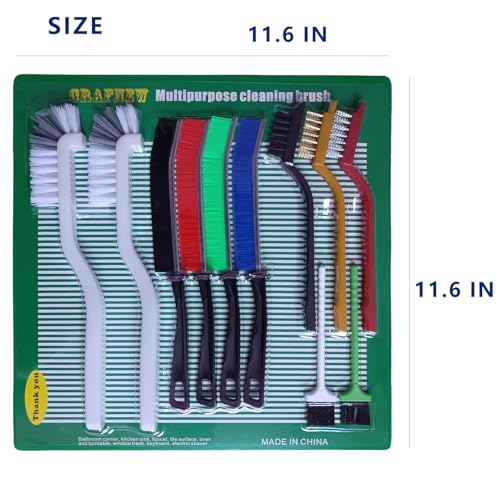 CRAFNEW 11Pcs Crevice Cleaning Brush Set, Hard Bristle Gap Cleaner Brushes