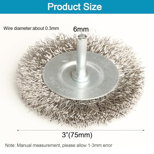 FPPO 4PCS 3 Inch Stainless Steel Wire Wheel Brushes Kit for Drill with 1/4-Inch Shank,Wire Wheels for Power-Operated Grinders - size: 3 inches