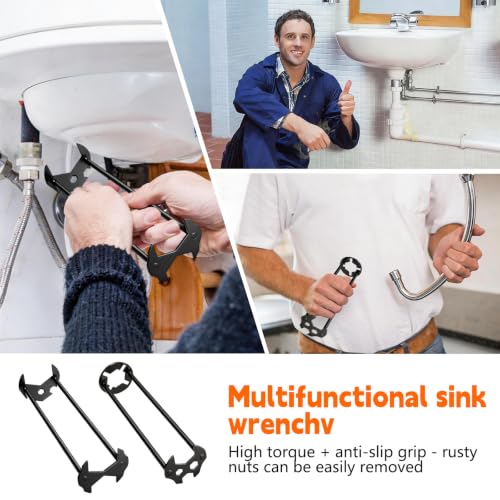 2 Pcs Plumbing Sink Wrench, 7 Sizes Faucet Wrench for Tight Spaces