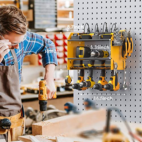 CCCEI Wall Mount Modular Tool Charging Organizer, Yellow, 1 Pack, 3 Tier. - color: Yellow