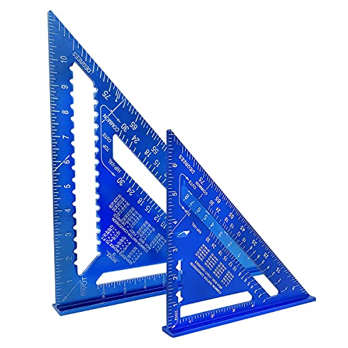7" & 12" Imperial Triangle Ruler,Aluminum Alloy Rafter Square Protractor