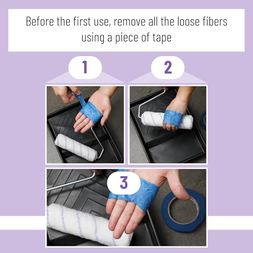Bates- Paint Roller Covers, 9", Purple Stripes, 5 Pack, Covers for Paint Rollers 9 Inch, 9 Inch Paint Roller Covers, Paint Roller Cover, Paint Roller Covers 9 Inch, Large Paint Roller Covers - color: Light Purple Stripes, size: 9 Inch, 5 Pack