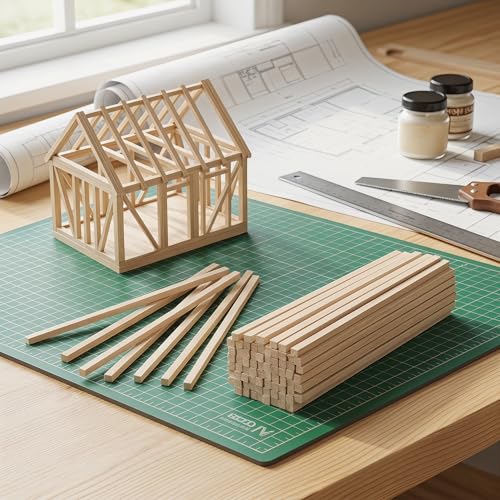 80 Pcs Balsa Wood Strips 1/4 x 1/4 x 12 Inch - size: 1/4 x 1/4 x 12 Inch