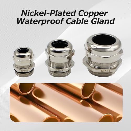 MAKERELE NPT Cable Glands 1" Nickel-Plated Brass IP68 Waterproof, 2pcs - color: Nickel-plated copper, size: 1" 2pcs BAG