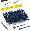 100Pcs Pocket Hole Screws, #8 x 1-1/2" Anti-Rust Blue Coated Exterior Wood Screws, Coarse Thread Washer Head Square Drive, 50MM Drive Bit Included - size: #8 x 1-1/2"