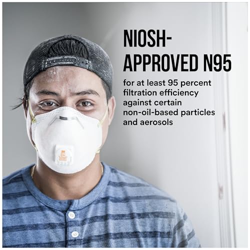 3M All-In-One Respirator, Best for Sanding, Fiberglass, Drywall, Painting, N95, Exhalation Valve Helps Direct Exhaled Air Downward, Relief From Dusts And Certain Particles, 10-Pack