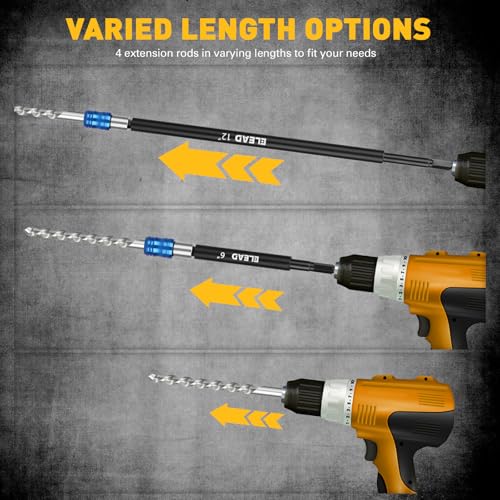 4-Piece 2", 4", 6", 12" Drill Bit Extension Set, Magnetic Screwdriver Bit Holder Extender with Aluminum Sleeve, 1/4 Inch Hex Shank Quick Release Extension Adapter, Durable CR-V Steel - style: 2"&4"&6"&12" Multi-Size