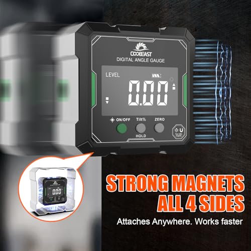 Digital Angle Finder with Green Laser, 4-side Magnetic Digital Laser Level - color: Green