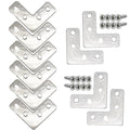 20-Pack Stainless Steel L-Shape Corner Brace 1.6x1.6Inch for Wood - size: Silver 40x40 mm