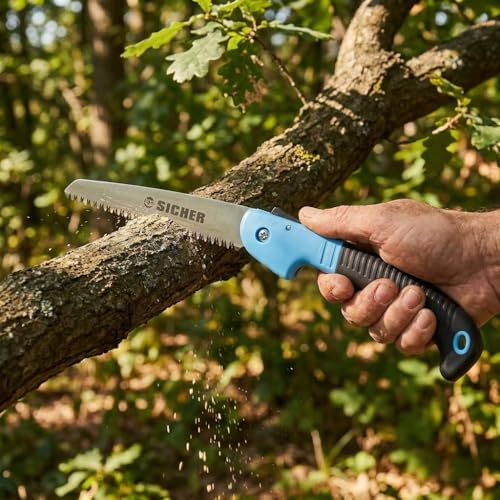 SICHER 6 Inch Folding Pruning Saw – High Carbon Steel Blade with Secure Lock, Anti-Slip Handle for Comfortable Grip, Portable Hand Saw for Garden, Tree Trimming, Camping & Outdoor Use